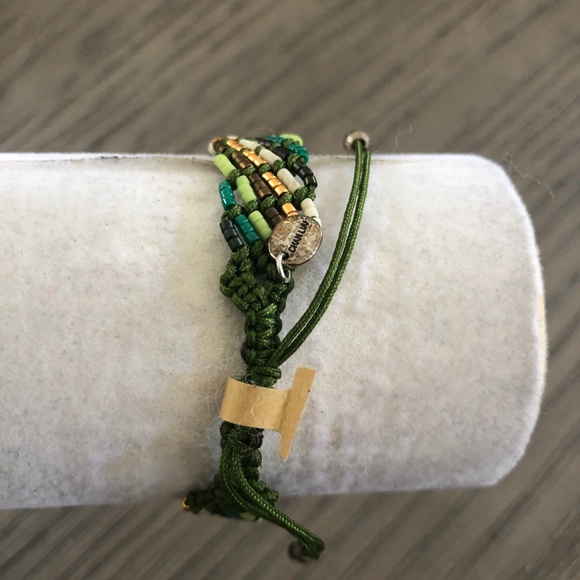 New Auth Chan Luu Teal Mix Seed Bead Pull Tie Brac - Picture 3 of 4